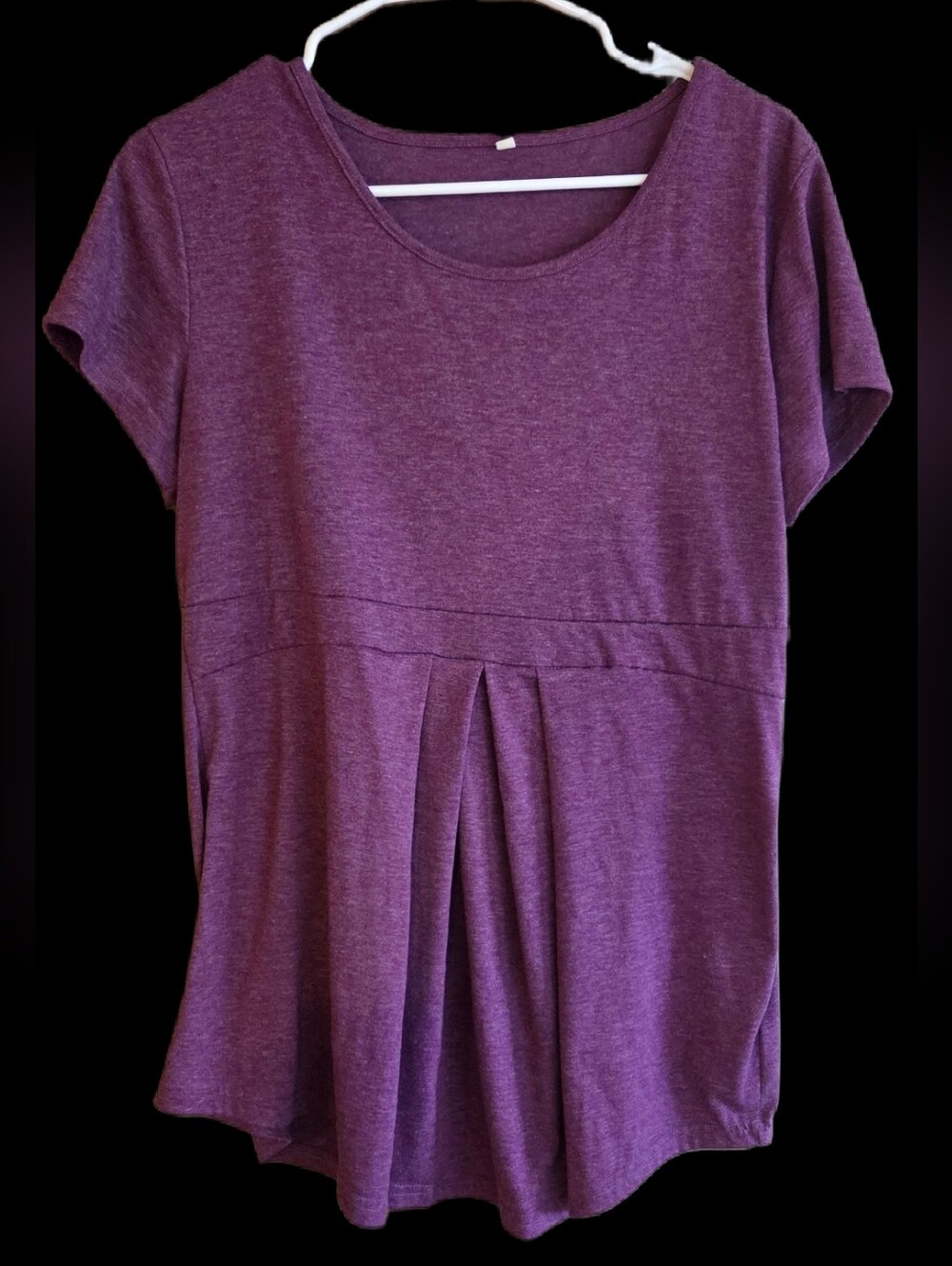 Purple Women’s Pleated Maternity Large Scoop-Neck Top